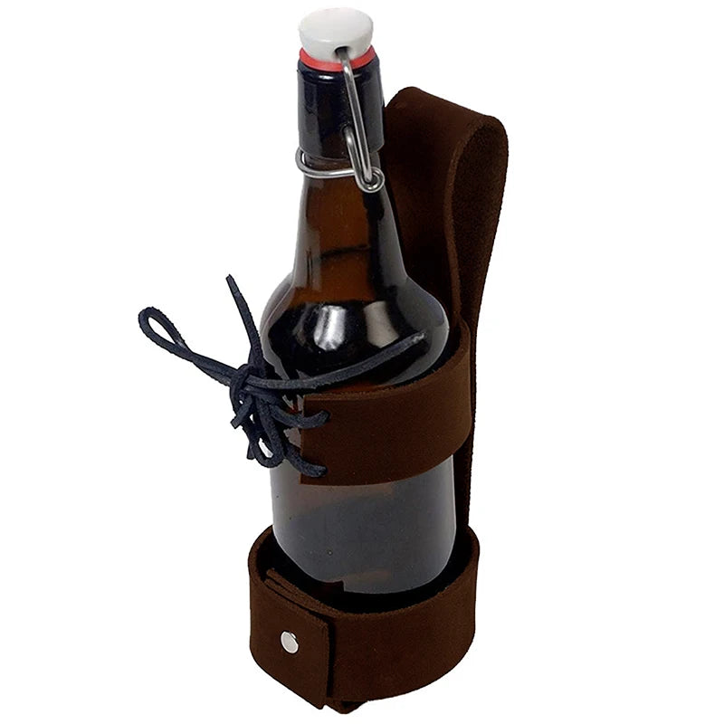 Steampunk Faux Leather Beer Bottle Holster Belt Pouch Drink Holder Larp Accessory