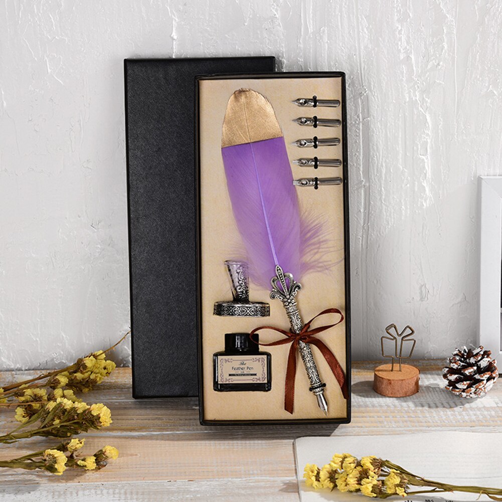 Calligraphy Feather Quill Fountain Pen Set Gift Box