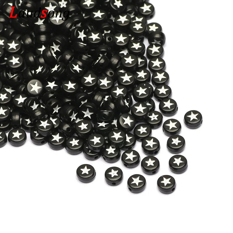 Friendship Bracelet Stars and Letters Acrylic Beads Round Spacer Beads For DIY Jewellery Making