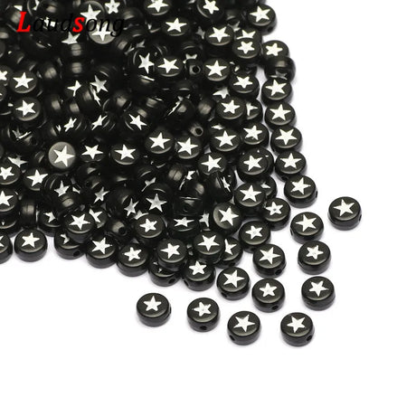 Friendship Bracelet Stars and Letters Acrylic Beads Round Spacer Beads For DIY Jewellery Making