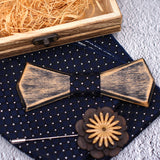 Wooden Bow Ties, Pocket Square and Lapel Pin Gift Box Set