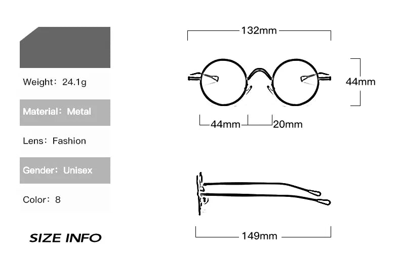 Frank's Round Metal Sunglasses UV400 Sun Glasses
