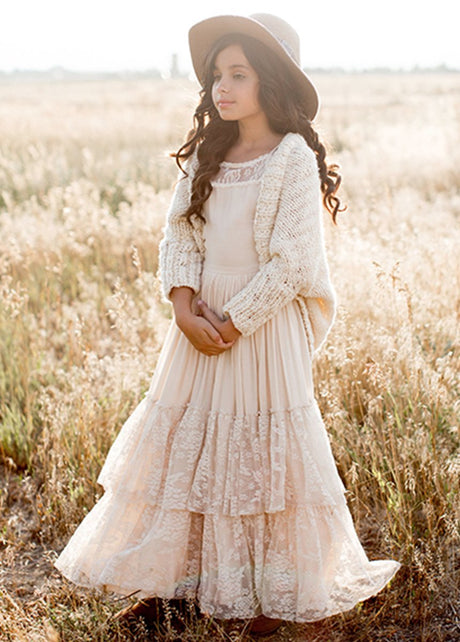 Girls Maxi Lace Chiffon Photoshoot Dresses For 3-15 Years