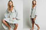 Laney's Long Sleeve Vintage Embroidered Cotton Boho Dress