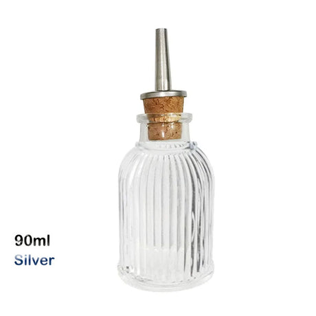 Cocktail Bitters Bottles Vintage Glass Design with Cork and Stainless Steel Dasher Tops