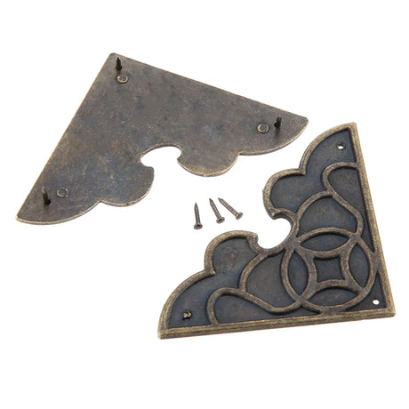 Two Decorative Metal Box Corners 54mm Furniture Jewellery