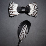 Men's Bow Tie & Pin Set Handmade Natural Feather Gift Box