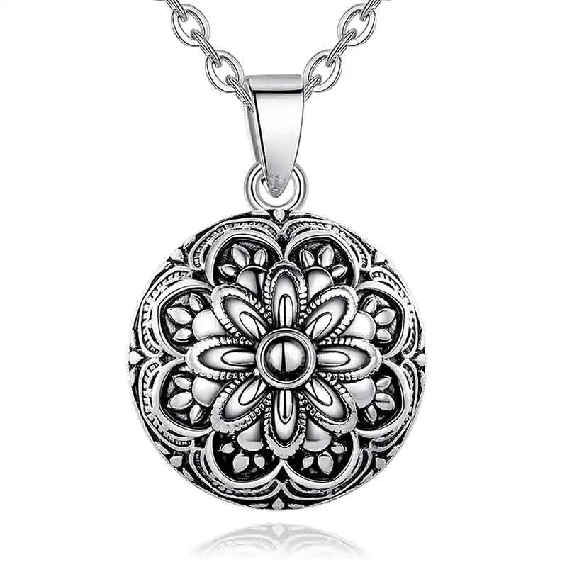 Flower Harmony Sound Chime Ball Mexican Bola Pendant Necklace