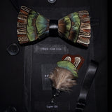 Men's Bow Tie & Pin Set Handmade Natural Feather Gift Box