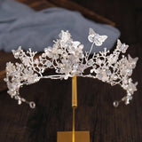 Princess Farfalla's Crystal Beads Pearl Butterfly Crown Jewellery Necklace Earrings Tiara Wedding Set