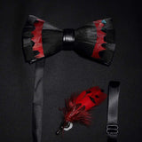 Men's Bow Tie & Pin Set Handmade Natural Feather Gift Box