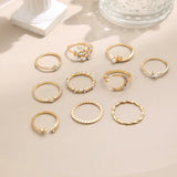 Boho Moon Heart Set of Ten Rings