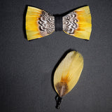 Men's Bow Tie & Pin Set Handmade Natural Feather Gift Box