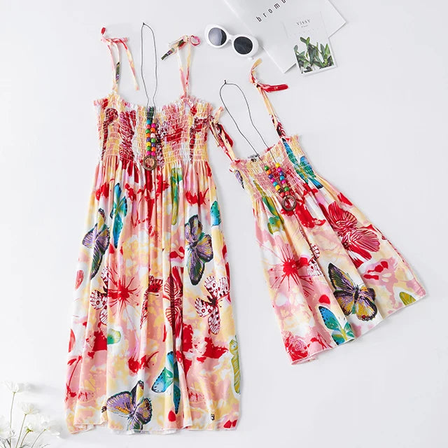 Mother and Daughter Matching Boho Beach Sundresses Summer Dresses