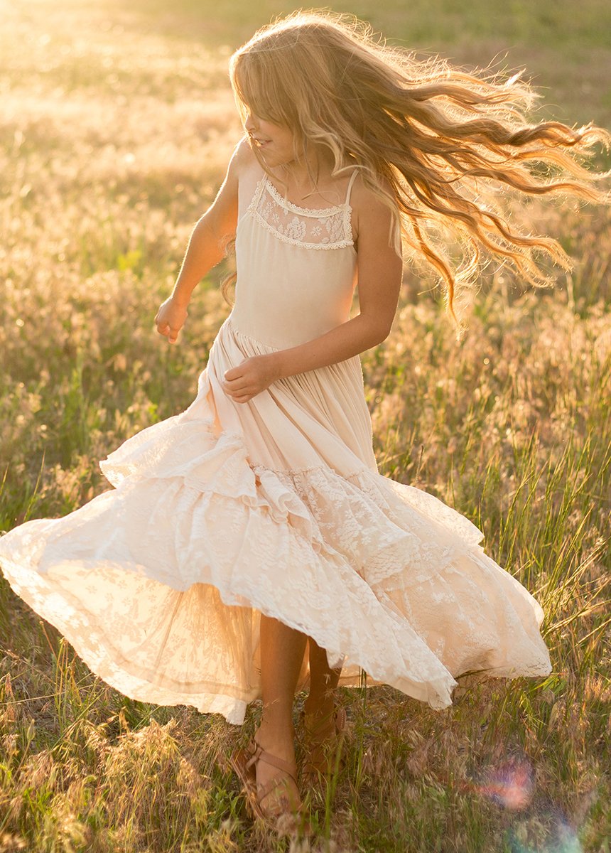 Girls Maxi Lace Chiffon Photoshoot Dresses For 3-15 Years