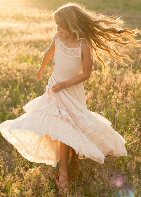 Girls Maxi Lace Chiffon Photoshoot Dresses For 3-15 Years