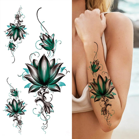 Large Peony Temporary Tattoos