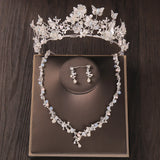 Princess Farfalla's Crystal Beads Pearl Butterfly Crown Jewellery Necklace Earrings Tiara Wedding Set
