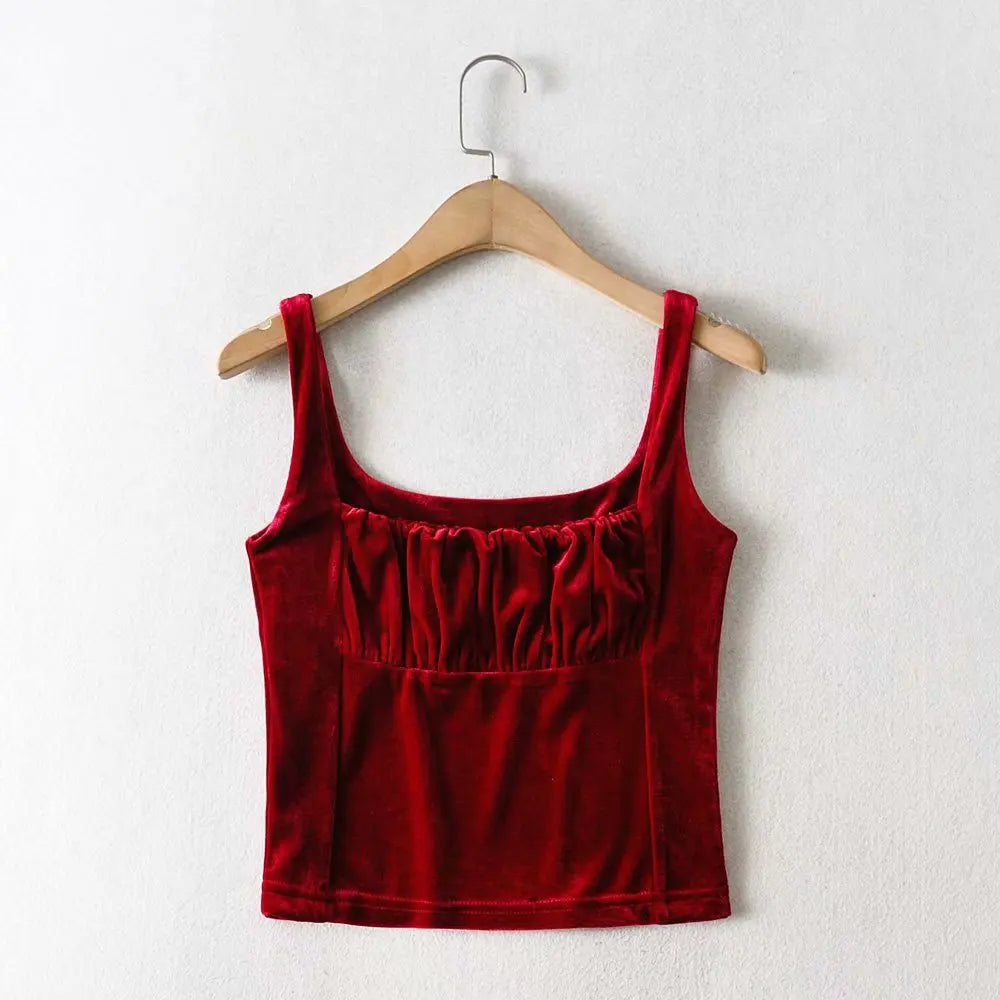 Velvet Tank Tops Y2k Medieval Casual