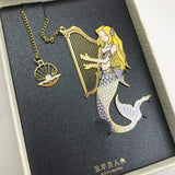 Harp Playing Mermaid Brass Bookmark For Book Lovers