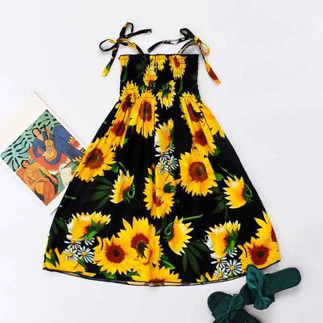 Summer Boho Girls Beach Dress 2 - 12 Years With Necklace Gift