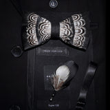 Men's Bow Tie & Pin Set Handmade Natural Feather Gift Box