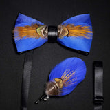 Men's Bow Tie & Pin Set Handmade Natural Feather Gift Box