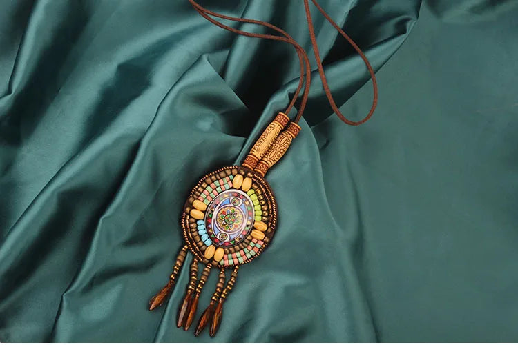 Handmade Beaded Leather Boho Necklaces