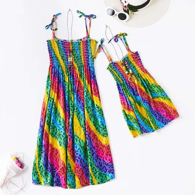 Mother and Daughter Matching Boho Beach Sundresses Summer Dresses