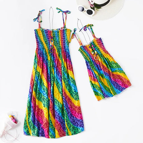 Mother and Daughter Matching Boho Beach Sundresses Summer Dresses