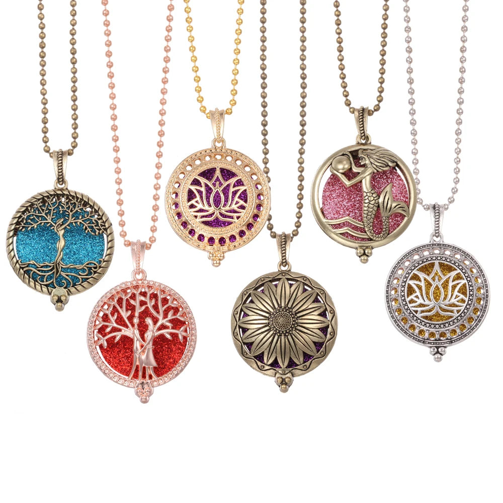 Aromatherapy Locket Necklaces Essential Oil Perfume Aroma Diffuser Necklace