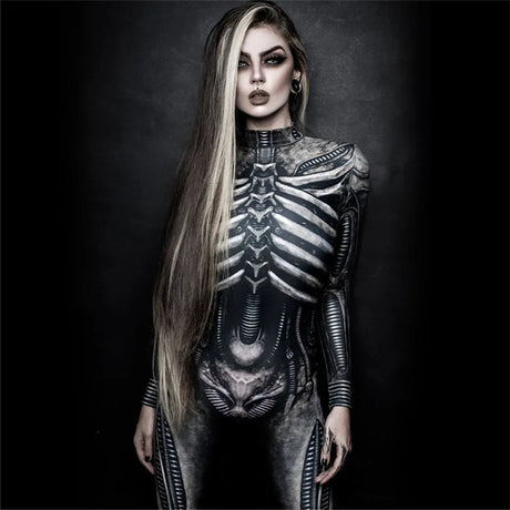 Day of the Dead Skeleton Bodycon Halloween Costume Adult Kids One Piece Rose Bodysuit