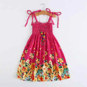 Summer Boho Girls Beach Dress 2 - 12 Years With Necklace Gift