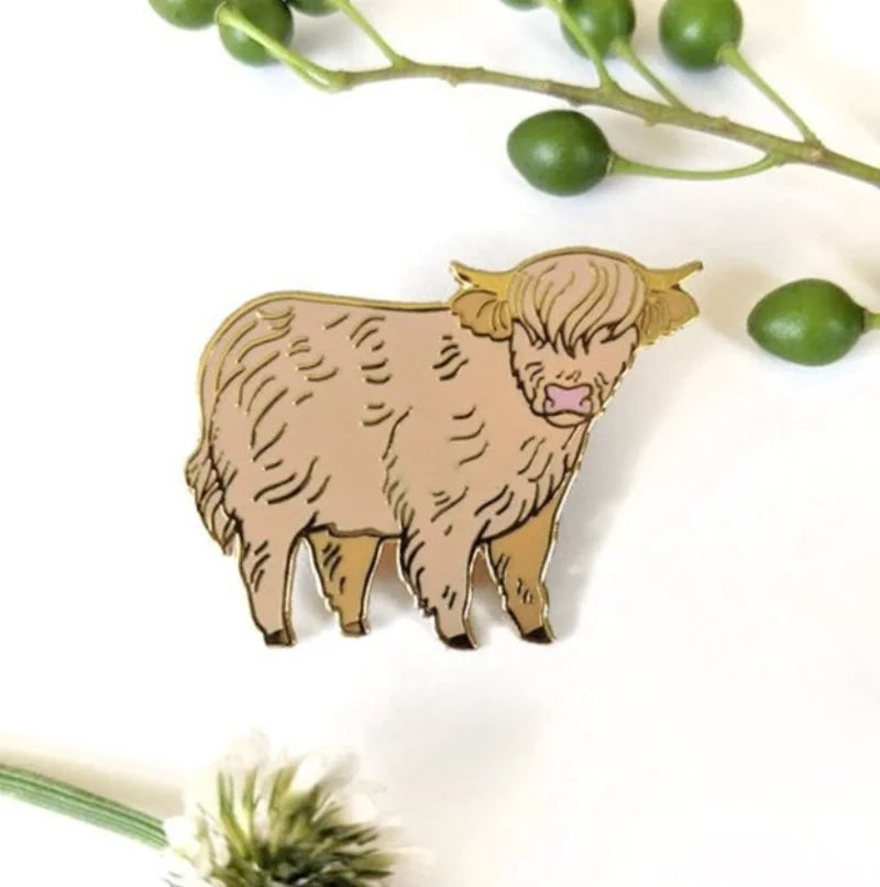 Highland Bull Enamel Pin Lapel Badges