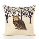 Spring Frolic Decorative Cushion Covers Squirrel Bird Bear Fox Printed Cotton Linen Pillowcase