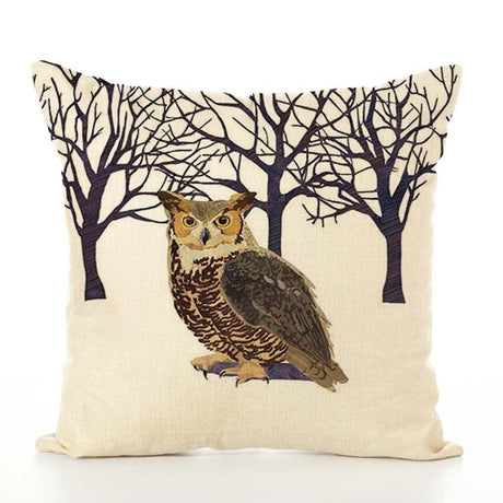 Spring Frolic Decorative Cushion Covers Squirrel Bird Bear Fox Printed Cotton Linen Pillowcase