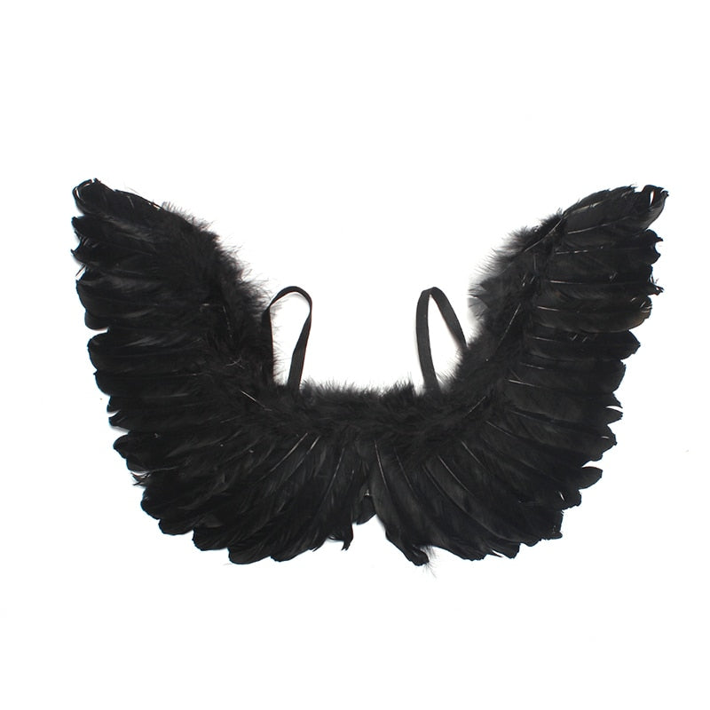 Black Swan Tulle Tutu Dress with Feather Wings and Hair Clip Halloween Costume