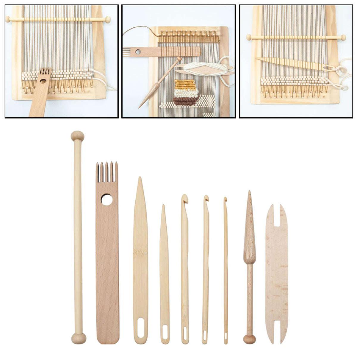9Pcs/Set Weaving Loom Wood Tools Weaving Shuttle Crochet Needle Hand Loom Stick DIY Craft Tools