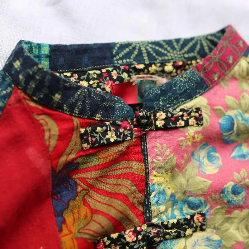 Vintage Cotton Linen Patchwork Coats