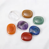 Set of Natural Oval Thumb Worry Stones Seven Chakra Crystal Set