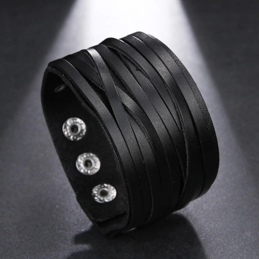 Handmade Genuine Leather Wide Cuff Bracelet