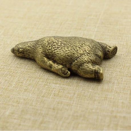 Pure Bronze Copper Polar Bear Ornament Miniatures Desk Figurine Tea Pet