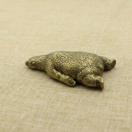 Pure Bronze Copper Polar Bear Ornament Miniatures Desk Figurine Tea Pet