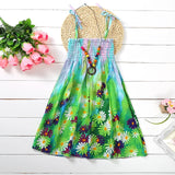 Summer Boho Girls Beach Dress 2 - 12 Years With Necklace Gift