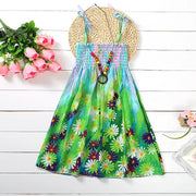 Summer Boho Girls Beach Dress 2 - 12 Years With Necklace Gift