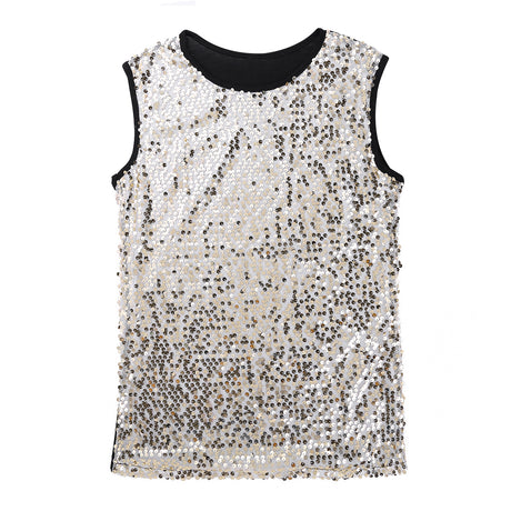 Mens Sequinned Tank Tops Festival Rave Party Clubwear