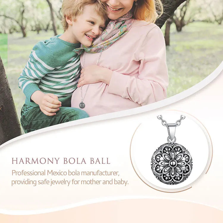 Flower Harmony Sound Chime Ball Mexican Bola Pendant Necklace