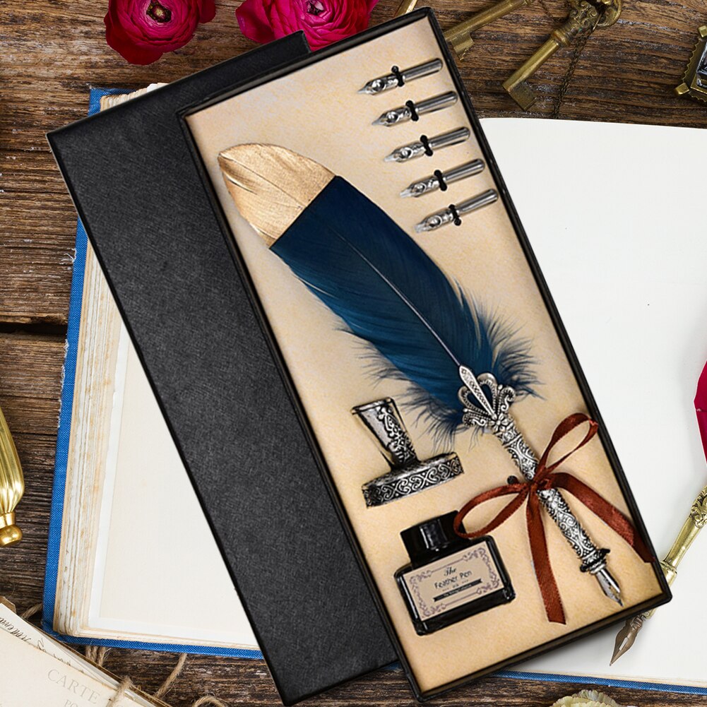 Calligraphy Feather Quill Fountain Pen Set Gift Box.