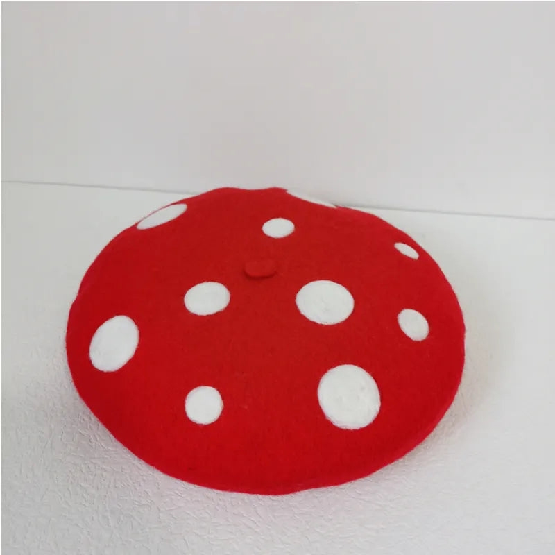 Red Mushroom Beret hat