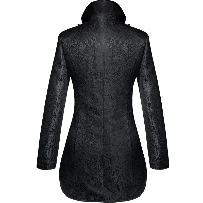 Mens Steampunk Victorian Gothic Jacquard Tailcoat Jacket Stage Performance Costumes